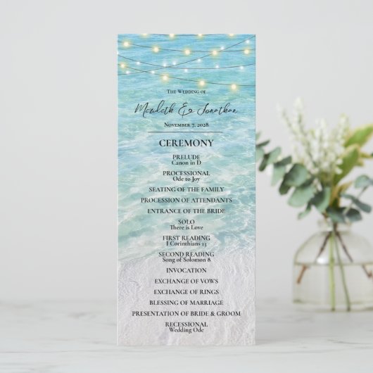 Tropische strand aan zee String Light bruiloft (Staand voorkant)