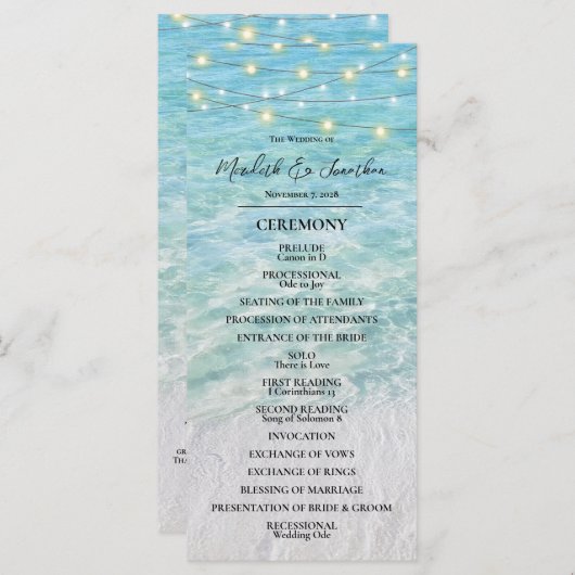 Tropische strand aan zee String Light bruiloft (Voorkant / Achterkant)