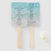 Tropische strand aan zee String Light bruiloft Handwaaier (Voorkant en achterkant)