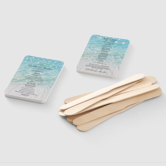 Tropische strand aan zee String Light bruiloft Handwaaier (Niet-gemonteerd)