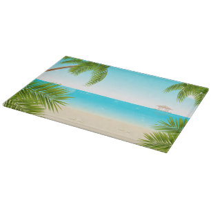 Tropische Strand Achtergrond Glas Snijplank