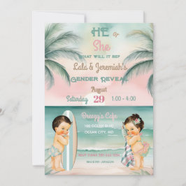 Tropische Strand Baby Geslacht Reveal Blush Sage Kaart