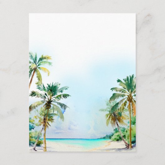 Tropische Strand Bestemming Bruiloft Details Informatiekaartje (Achterkant)