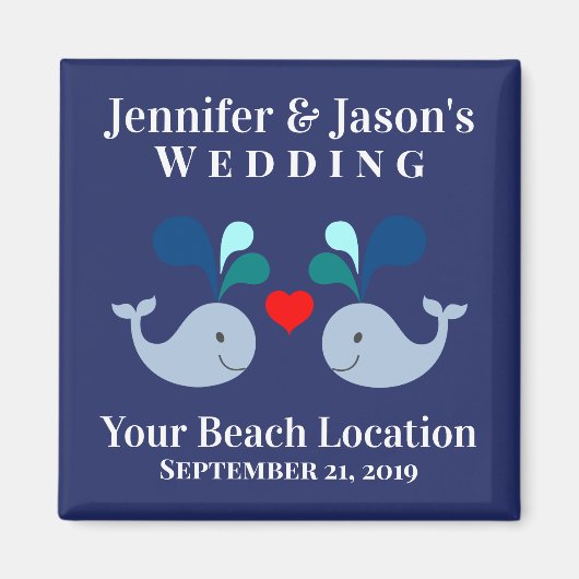 Tropische strand bestemming bruiloft walvis magneet (Voorkant)