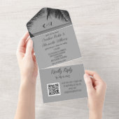 Tropische strand Bestemming legant RSVP QR Code Al All In One Uitnodiging (Afscheurbaar)