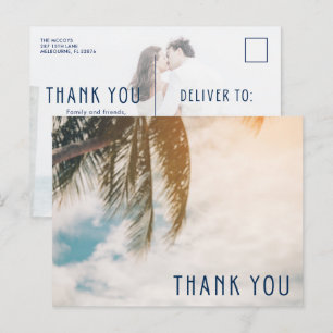 Tropische strand bestemmingshuwelijk bedankt briefkaart