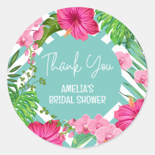 Tropische strand bloem bruids douche favor sticker