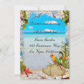 Tropische strand bloem bruiloft receptie kaart (Voorkant)