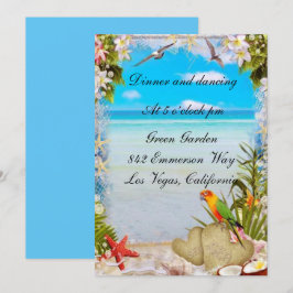 Tropische strand bloem bruiloft receptie kaart