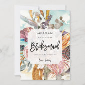 Tropische strand bloemen bruidsmeisje voorstel kaa aankondiging (Voorkant)