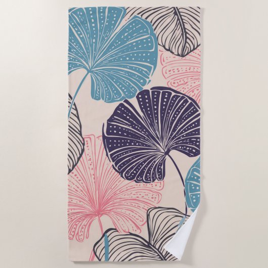 Tropische strand boho fan palm strandlaken (Voorkant)