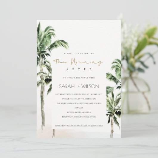 Tropische strand bomen morgens na uitnodiging (Staand voorkant)