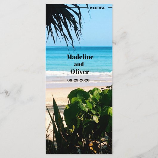 Tropische strand bruiloft bestemming menu (Achterkant)