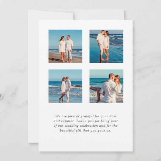 Tropische strand bruiloft foto collage bedankkaart (Achterkant)