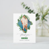 Tropische strand bruiloft foto dank je briefkaart (Staand voorkant)