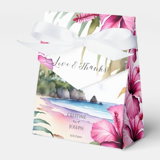 Tropische strand bruiloft gunsten gepersonaliseerd bedankdoosjes (Voorkant Zijde)