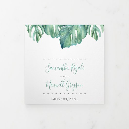 Tropische strand bruiloft in Florida Drieluik Uitnodiging (Cover)