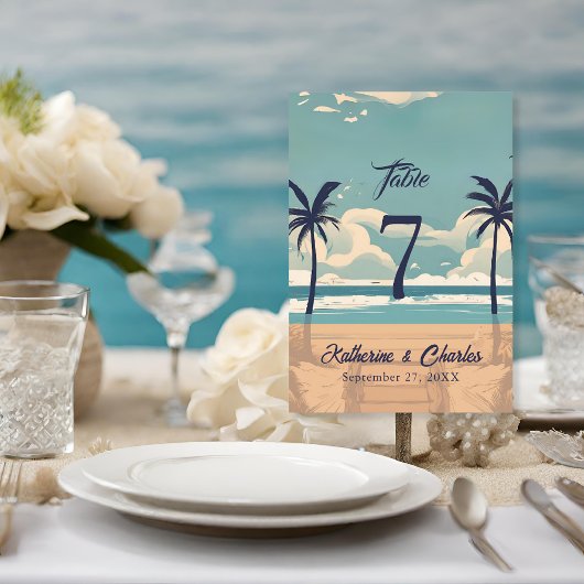 Tropische  strand bruiloft kaart