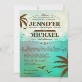 Tropische strand bruiloft ontvangst alleen uitnodi kaart (Voorkant)