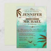 Tropische strand bruiloft ontvangst alleen uitnodi kaart (Voorkant / Achterkant)