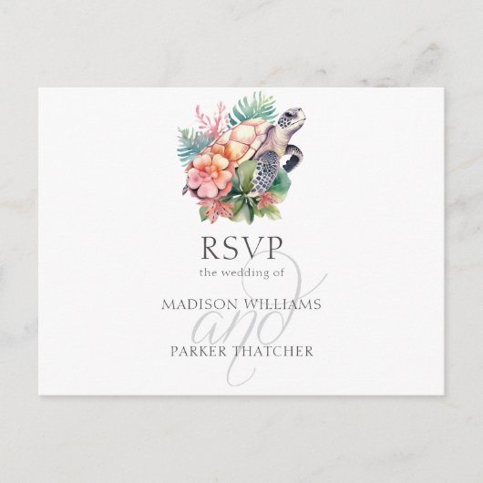Tropische Strand Bruiloft RSVP Maaltijd Keuze Briefkaart (Voorkant)
