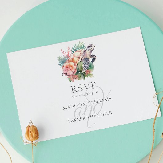 Tropische Strand Bruiloft RSVP Maaltijd Keuze Briefkaart