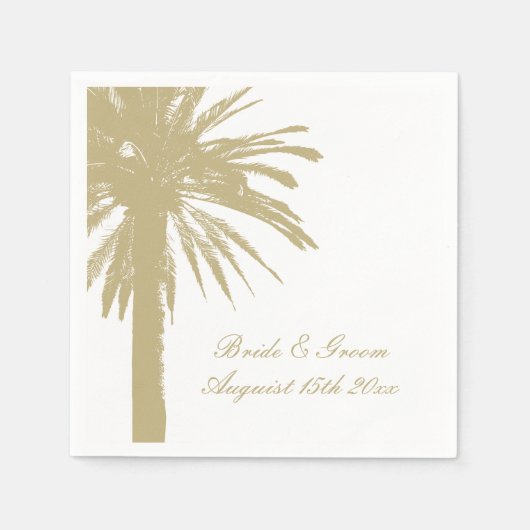 Tropische strand bruiloft servetten met palmboom l (Voorkant)