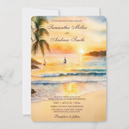 Tropische Strand Bruiloft Sjabloon Kaart