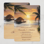Tropische Strand Bruiloft Template Kaart (Voorkant / Achterkant)