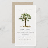 Tropische strand bruiloft uitnodiging met palmbome (Voorkant / Achterkant)