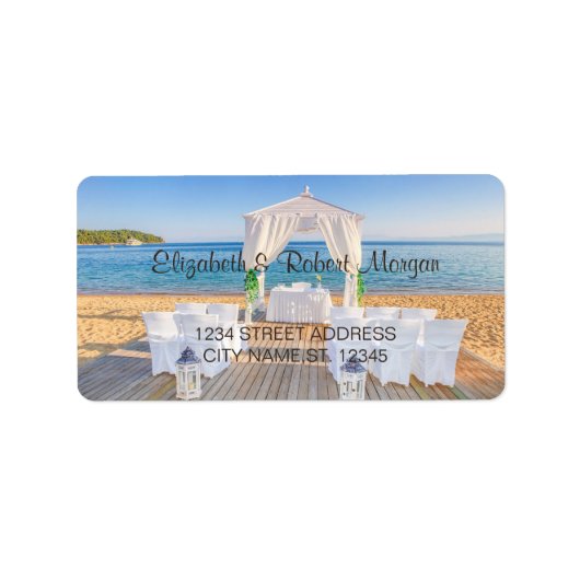 Tropische Strand Bruiloftspriëel Bruiloftsetiket Etiket (Voorkant)