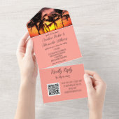 Tropische strand Destination Elegant RSVP QR Code All In One Uitnodiging (Afscheurbaar)