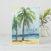 Tropische strand Destination Wedding Save the Date (Staand voorkant)