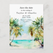Tropische strand Destination Wedding Save the Date Briefkaart (Voorkant)