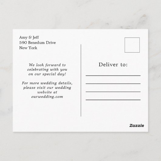 Tropische strand Destination Wedding Save the Date Briefkaart (Achterkant)