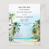 Tropische strand Destination Wedding Save the Date Briefkaart (Voorkant)