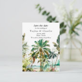 Tropische strand Destination Wedding Save the Date Briefkaart (Staand voorkant)
