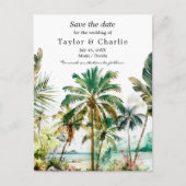 Tropische strand Destination Wedding Save the Date Briefkaart (Voorkant)