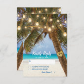 Tropische Strand en String Lights Bruiloft RSVP (Voorkant / Achterkant)