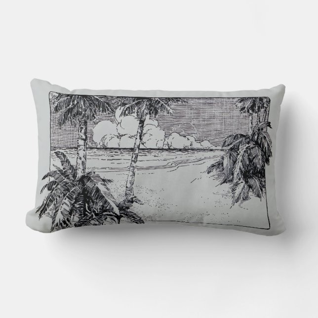  Tropische strand Etching Pillow Kussen (Voorkant)