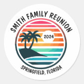 Tropische strand familie reünie vakantie ronde sticker (Voorkant)