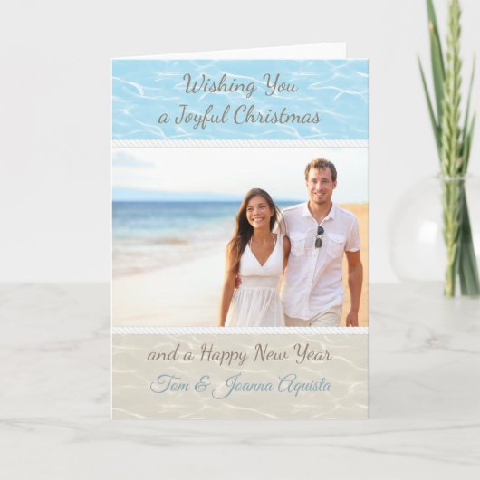 Tropische strand foto kerstkaart kaart (Voorkant)