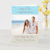 Tropische strand foto kerstkaart kaart (Gele Bloem)