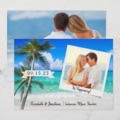Tropische strand foto palmbomen save the date (Voorkant / Achterkant)