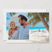 Tropische strand fotobruiloft bestemming save the date (Voorkant)