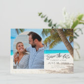 Tropische strand fotobruiloft bestemming save the date (Staand voorkant)