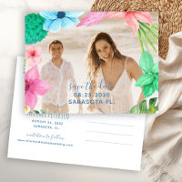 Tropische strand fotohuwelijk save the date