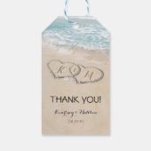Tropische strand hart kust bruiloft gunst cadeaulabel (Achterkant)