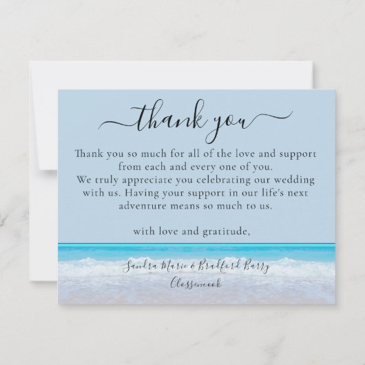 Tropische Strand Harten in Zand Bruiloft Bedankkaart (Achterkant)