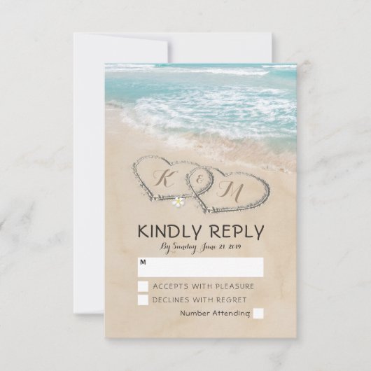 Tropische strand hartshore Weddenschap RSVP (Voorkant)